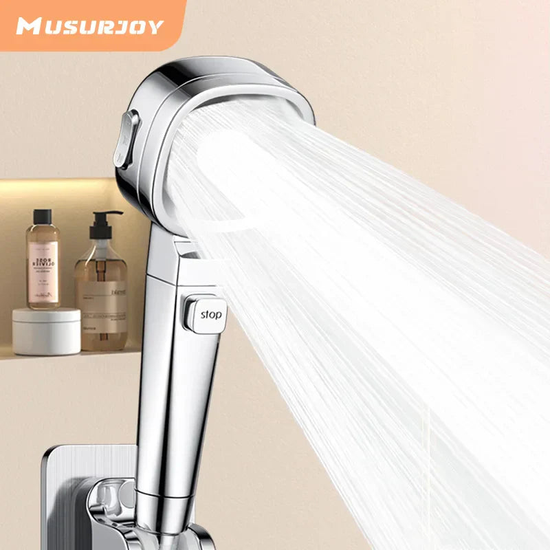 Avtoit | Jetiva Shower Head | 3 Spray Types | Pressure Boosting & Water Saving | Silver Design