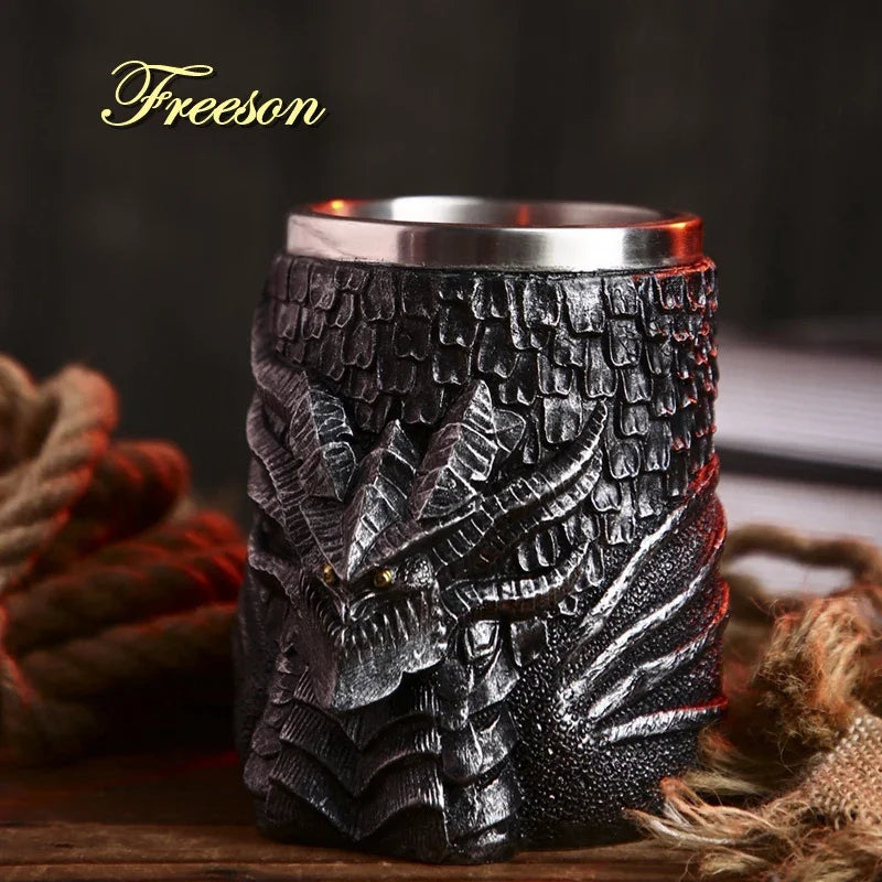 Avtoit | Medieval Dragon Resin Stainless Steel Mug as Coffee Mug or Tea Mug