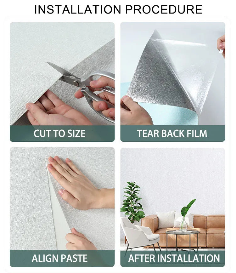 Avtoit | 3D Linen Self-Adhesive Waterproof Wall Sticker