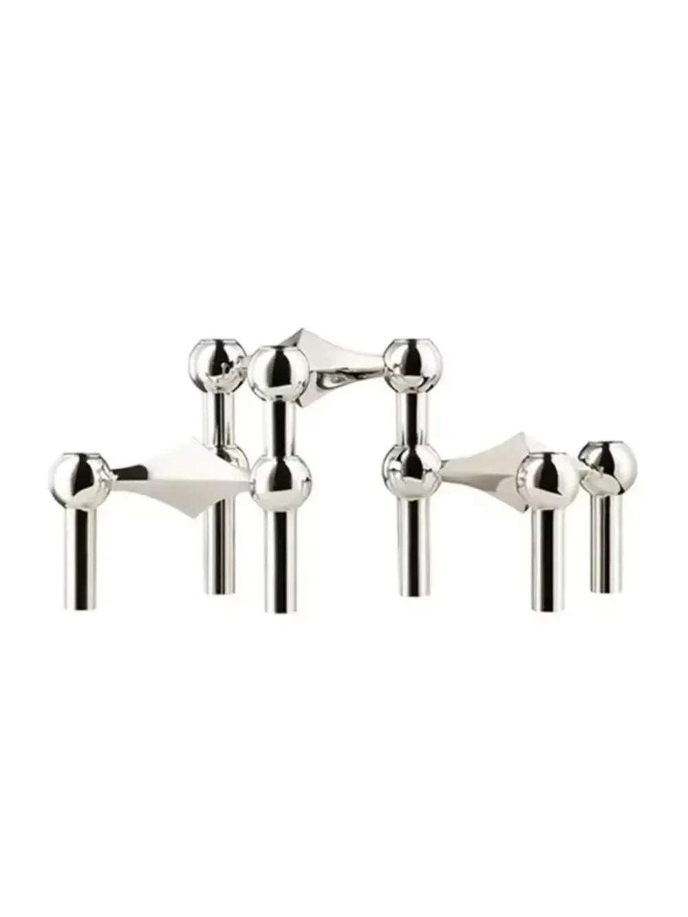 Avtoit | Modern Molecular Metal Candle Holder – Nordic-Style Silver Candle Stand for Elegant Home Decor