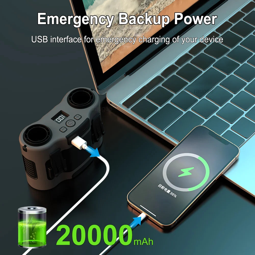 Avtoit | Portable Waist Clip Fan with Dual Air Outlets & 20,000mAh Battery – BreezeMate