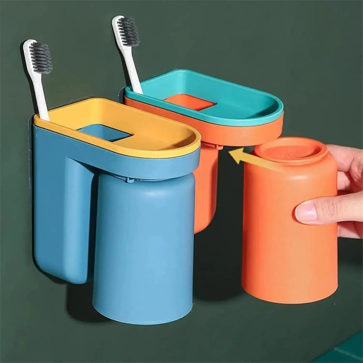 Avtoit | Self-adhesive toothbrush holder with cup – Space-saving