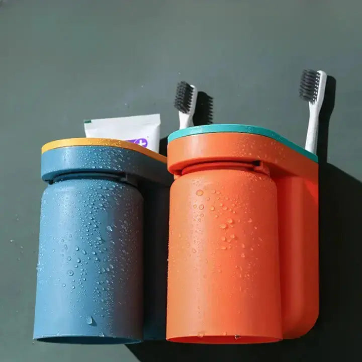 Avtoit | Self-adhesive toothbrush holder with cup – Space-saving