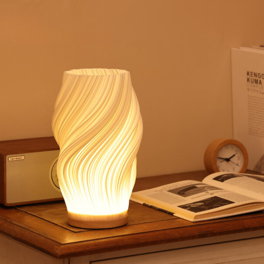 Avtoit | LunaSwirl | Luxury Modern Swirl LED Table Lamp – Elegant Ambient Lighting
