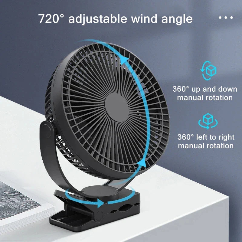 Avtoit | Portable USB Rechargeable Fan with 10000mAh Battery & Clip – Zephyr