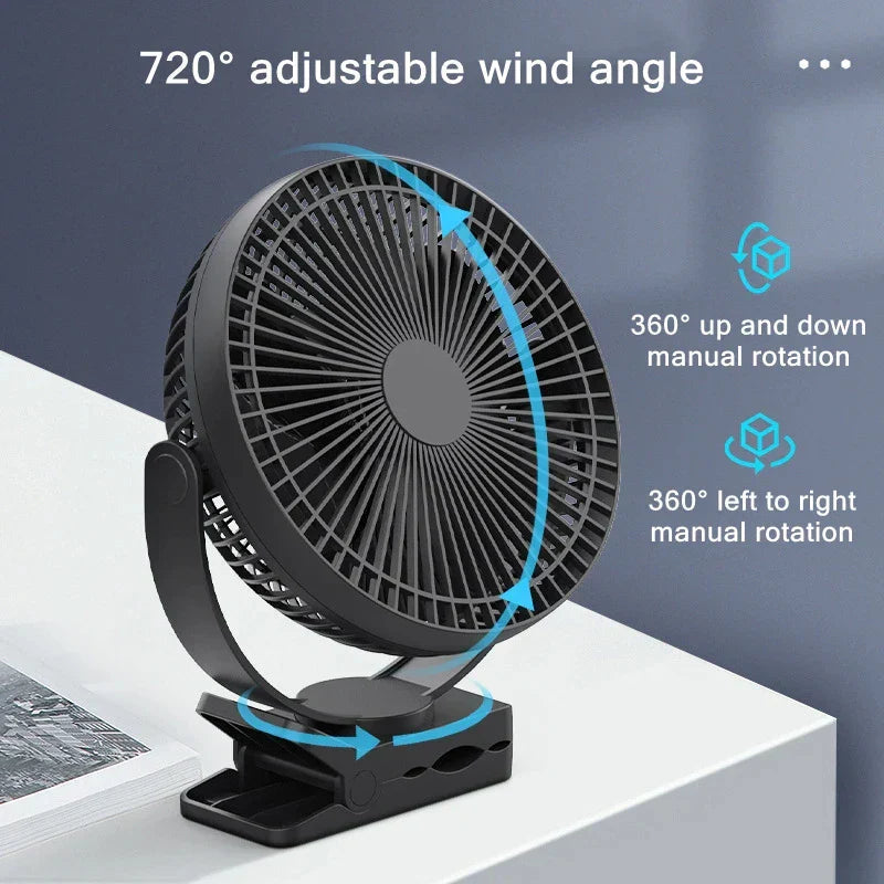 Avtoit | AerisClip Battery Fan | 360° Rotation | 10000mAh | With Clip & USB-C