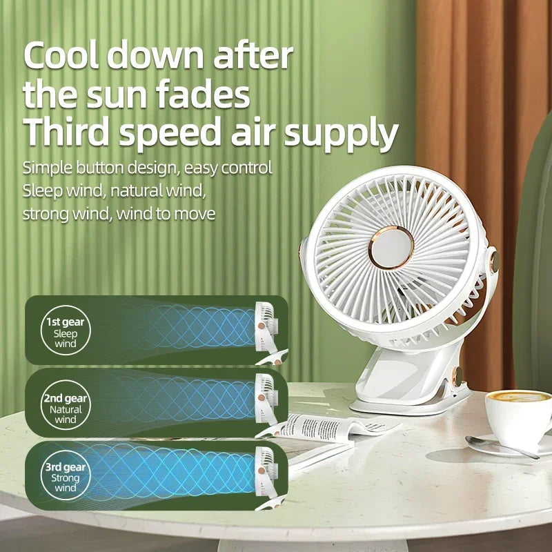 Avtoit | Multi-Angle Outdoor Clip-On Rechargeable Cooling Fan