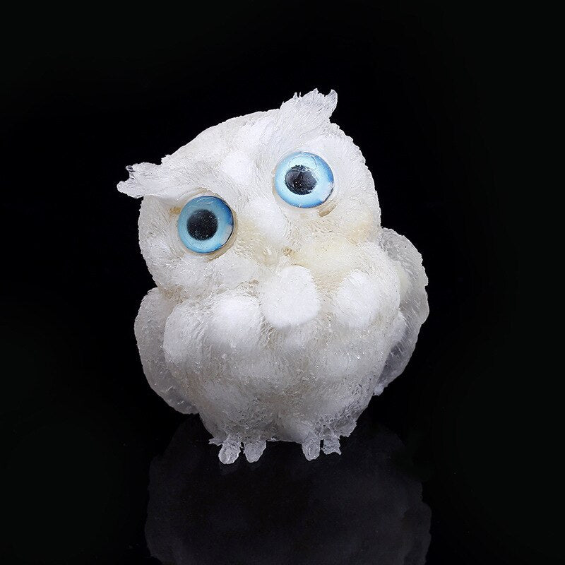 Avtoit | Natural Crystal Owl Figurine: Handmade Collector's Item