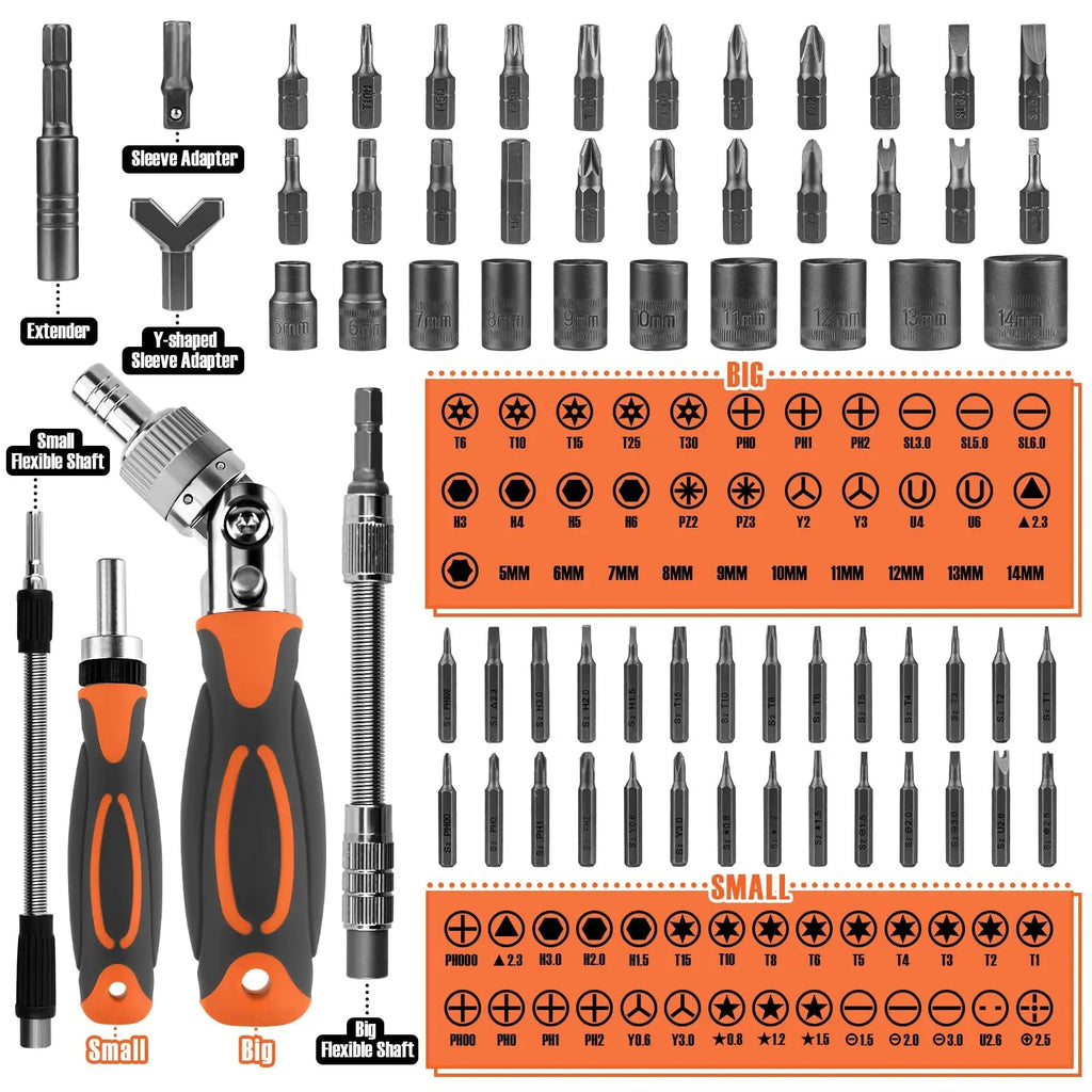Avtoit | 68-in-1 Ratchet Screwdriver Set with Magnetic Bits & Extension Rod – FortiDrive
