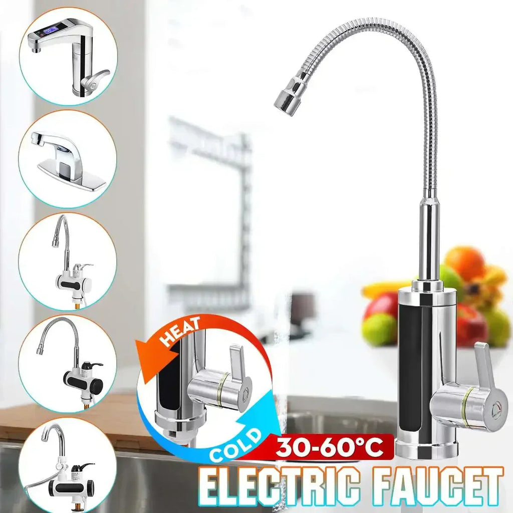 Electric Kitchen Faucet with Instant Hot Water, 3000W, 30-60°C