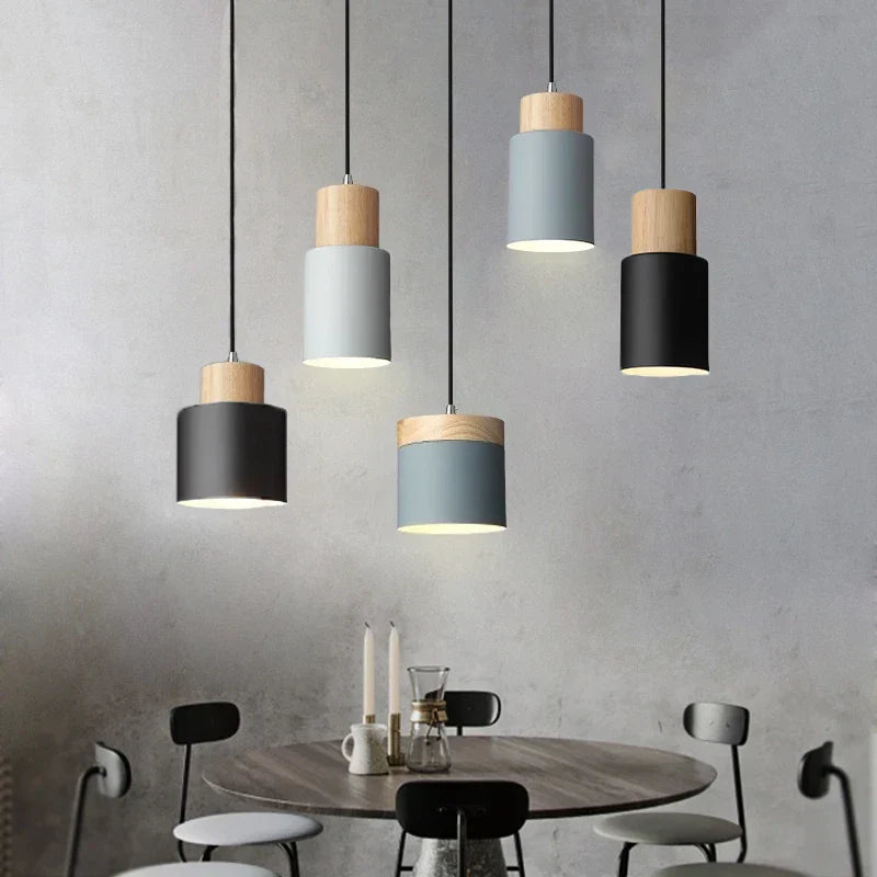 Avtoit | Nordic LED Pendant Lights Made of Metal and Wood - Modern Hanging Lamps for Dining Room and Kitchen