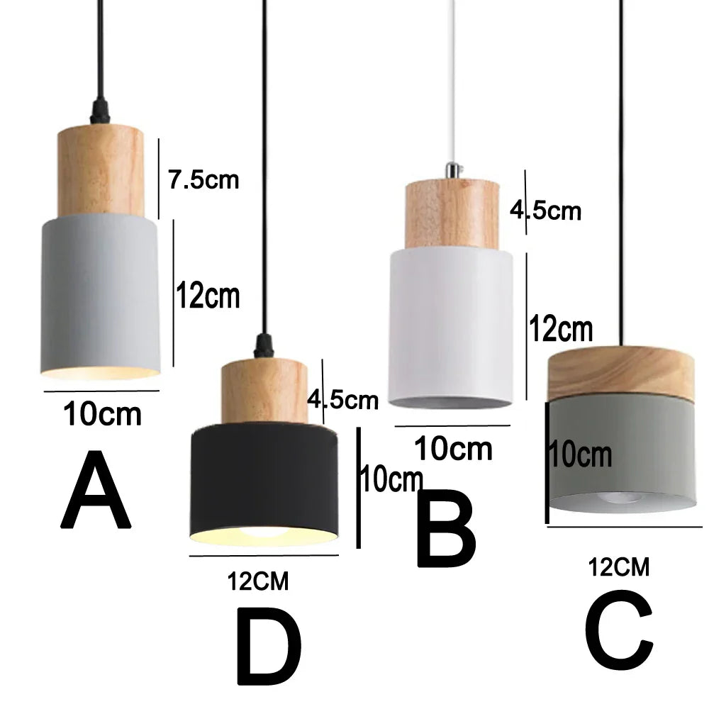 Avtoit | Nordic LED Pendant Lights Made of Metal and Wood - Modern Hanging Lamps for Dining Room and Kitchen