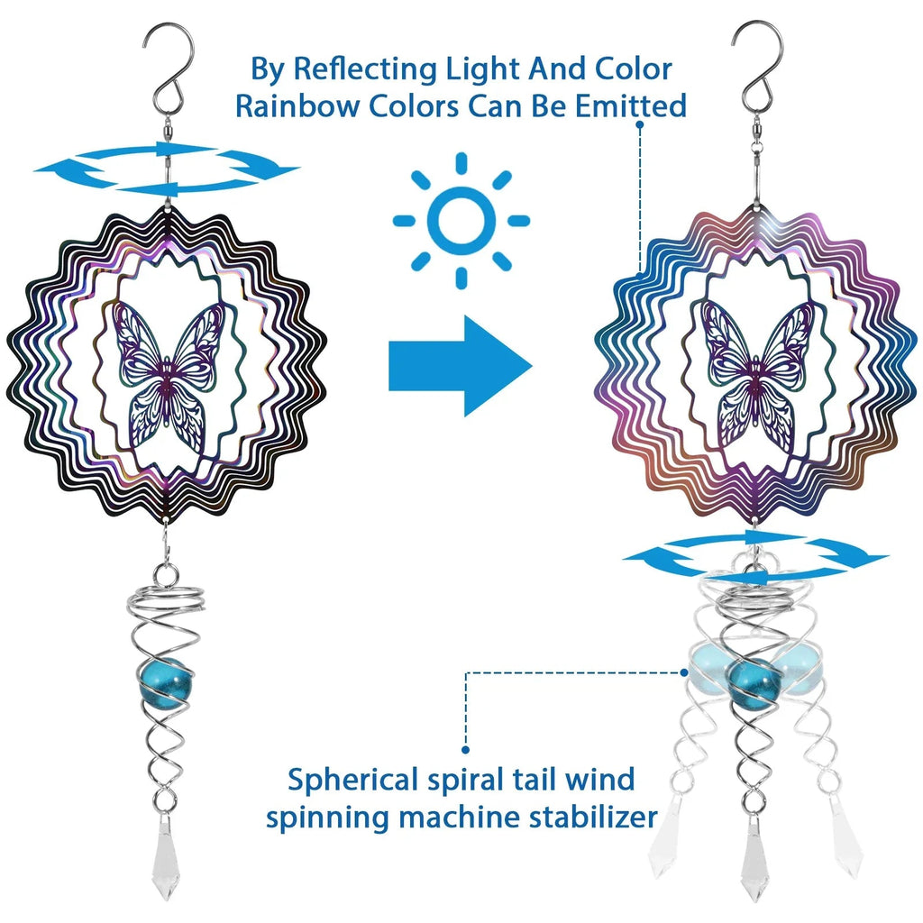 Avtoit | Stainless Steel Spiral Tail Outdoor 3D Wind Spinners