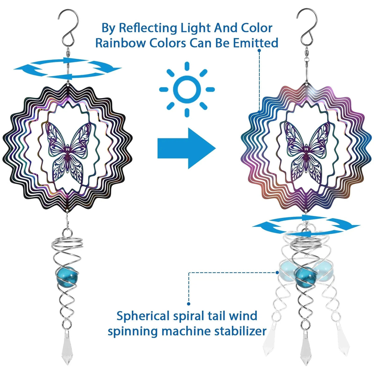 Avtoit | Stainless Steel Spiral Tail Outdoor 3D Wind Spinners