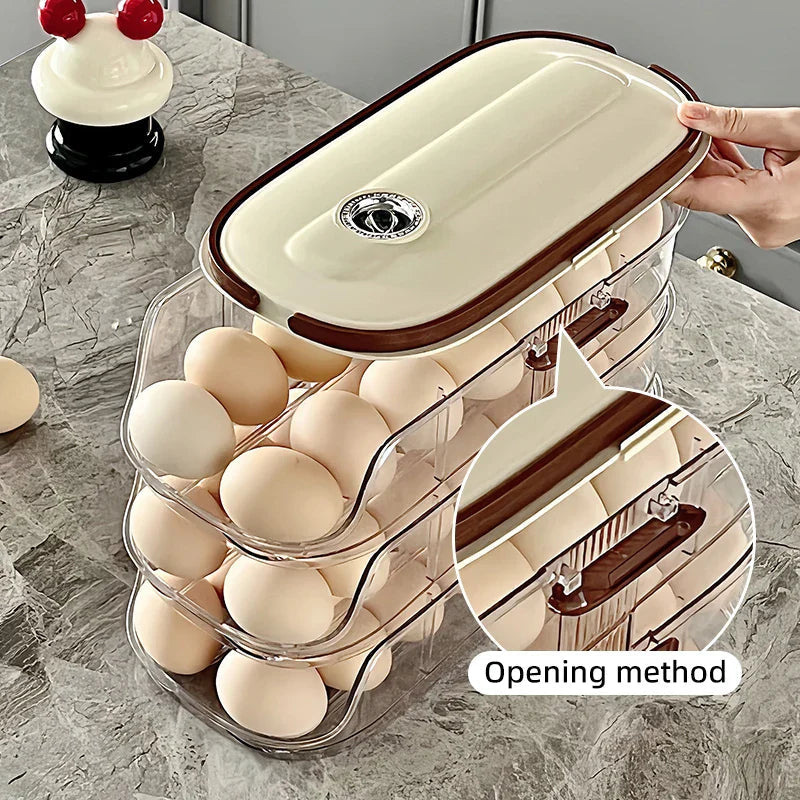 Avtoit | Fridge Organizer Automatic Rolling Transparent Egg Storage Box