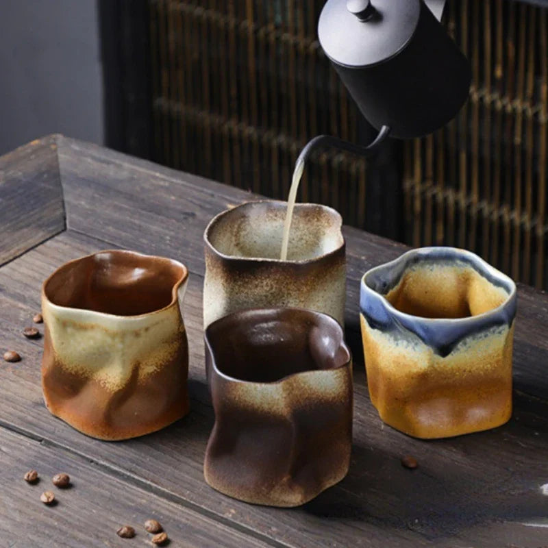 Avtoit | Irregular twisted shape cup 9.47 ounces/280 ml ceramic coffee tea cup without handle polychromatic creative ceramic mugs coffee mugs retro