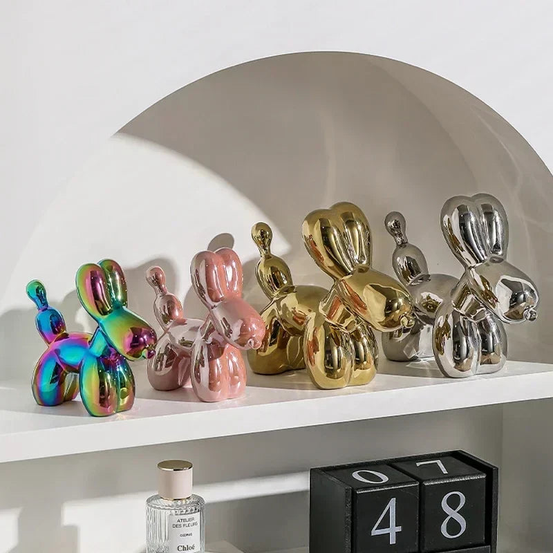 Avtoit | Nordic Ceramic Balloon Dog Sculpture Gold Animal Decorations Statue Living Room Ornaments Creative Desktop Ornament Home Decor