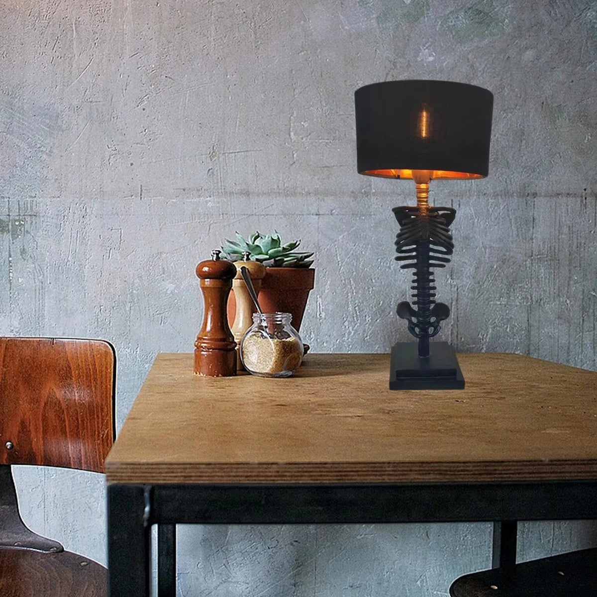 Gothic Skeleton Table Lamp with USB Connector, Indoor Use