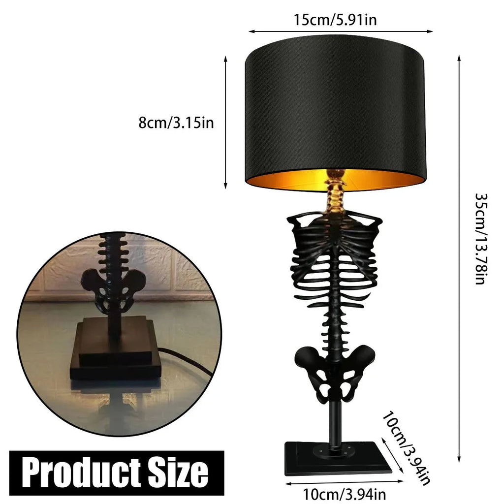 Gothic Skeleton Table Lamp with USB Connector, Indoor Use