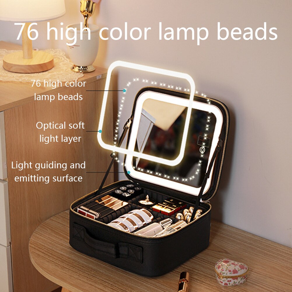 Avtoit | Portable Travel Makeup Case with LED Mirror & Adjustable Light