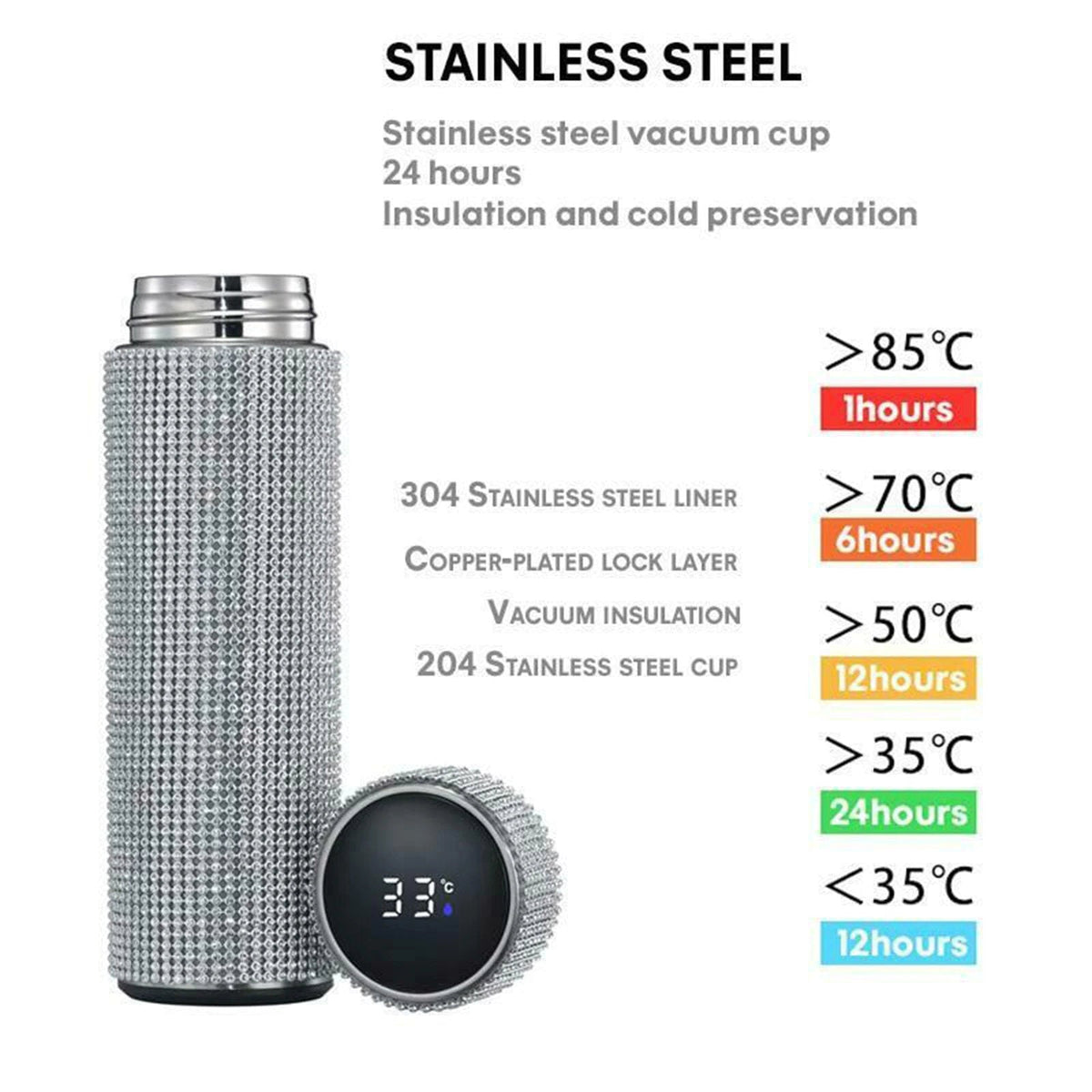 Avtoit | Smart Bottle Thermos I Smart Temperature Display Zirconia Vacuum Bottle 500 ML