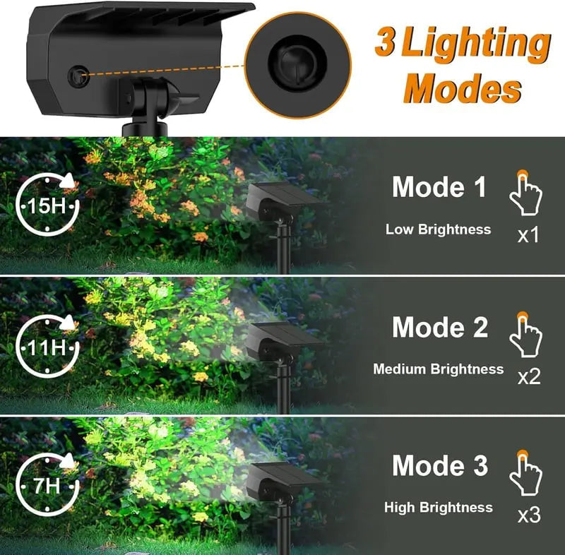 Avtoit | Solar-LED-Spotlight for outdoor use – Weatherproof garden lighting with 3 brightness levels