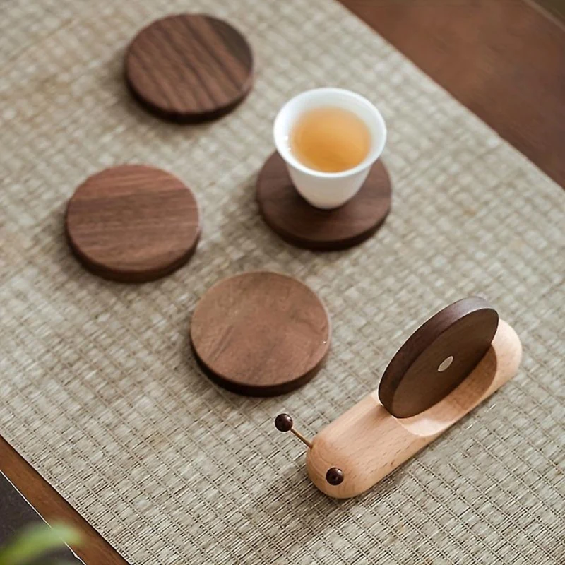 Avtoit | Elegant Scandinavian Walnut Coasters – Stylish & Durable Table Protection