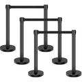 Avtoit | 6 Pieces Stanchion Set, with 6.6ft/2 m Black Retractable Belt, Crowd Control Stanchion Retractable Belt Barriers