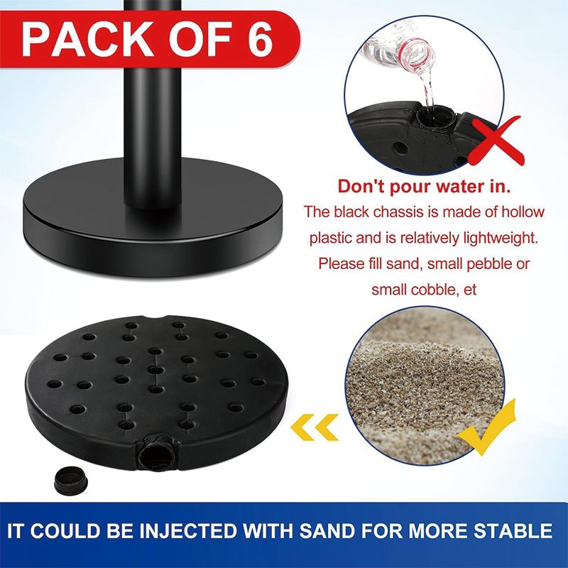 Avtoit | 6 Pieces Stanchion Set, with 6.6ft/2 m Black Retractable Belt, Crowd Control Stanchion Retractable Belt Barriers
