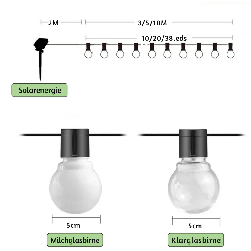 Avtoit | Waterproof Outdoor String Lights - Solar Garden Lighting for Balcony & Terrace