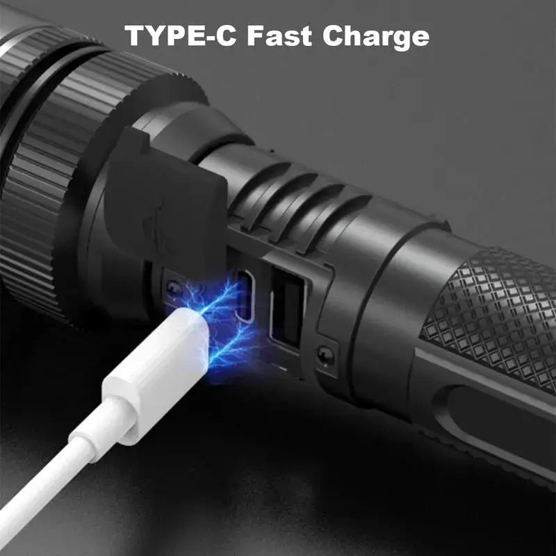 LED Flashlight with Zoom and Water-Resistant, Impact-Resistant Housing