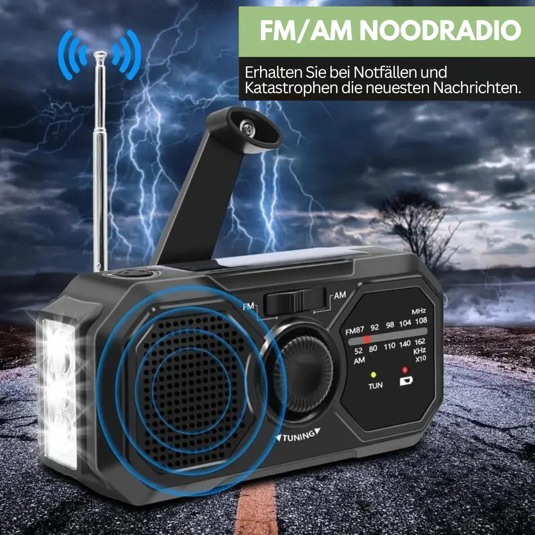 Avtoit | Portable emergency radio with solar panel and hand crank – FM/AM reception and power bank function
