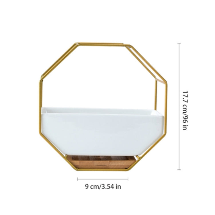 Avtoit | Simple octagonal geometric wall-mounted table succulent plate bamboo support iron frame flower pot (Gold)
