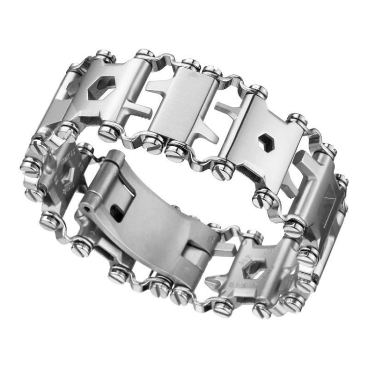 Avtoit | Multifunctional Stainless Steel Outdoor Survival Tool Bracelet for Men (316L Width Silver)