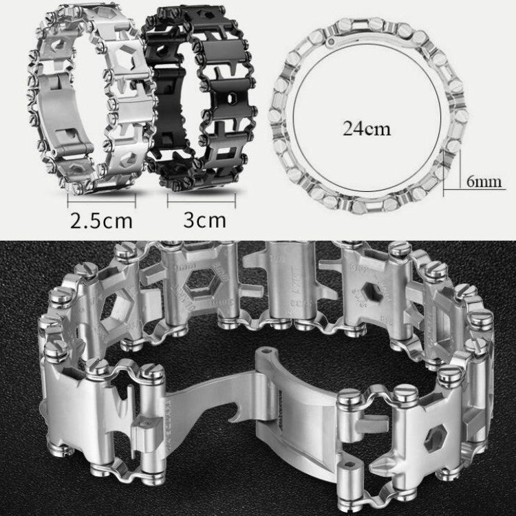 Avtoit | Multifunctional Stainless Steel Outdoor Survival Tool Bracelet for Men (316L Width Silver)