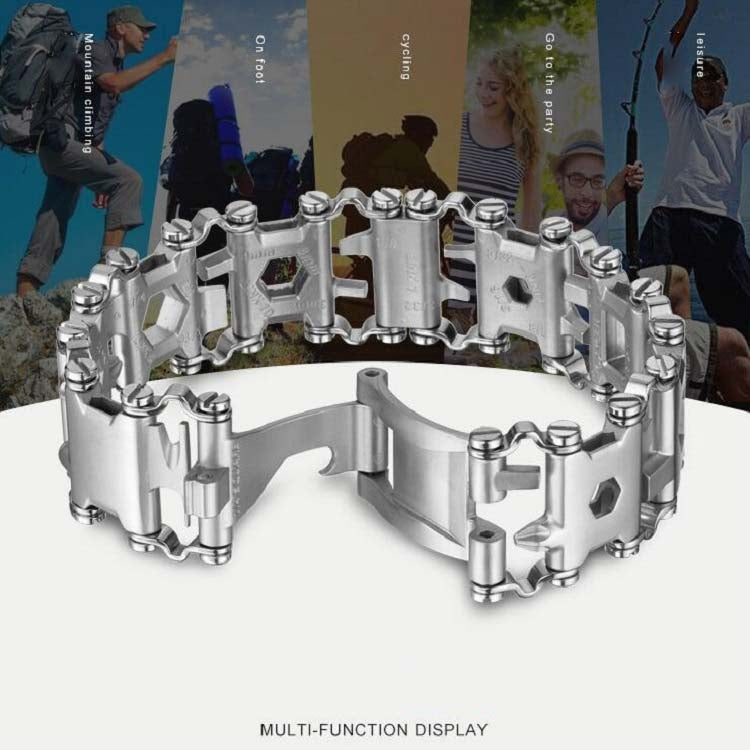Avtoit | Multifunctional Stainless Steel Outdoor Survival Tool Bracelet for Men (316L Width Silver)