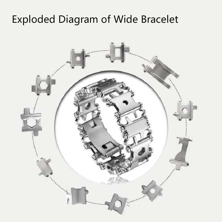 Avtoit | Multifunctional Stainless Steel Outdoor Survival Tool Bracelet for Men (316L Width Silver)