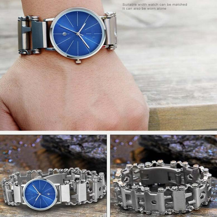 Avtoit | Multifunctional Stainless Steel Outdoor Survival Tool Bracelet for Men (316L Width Silver)