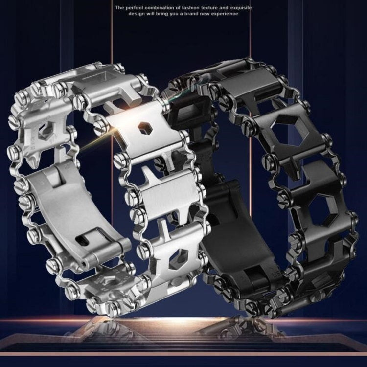 Avtoit | Multifunctional Stainless Steel Outdoor Survival Tool Bracelet for Men (316L Width Silver)