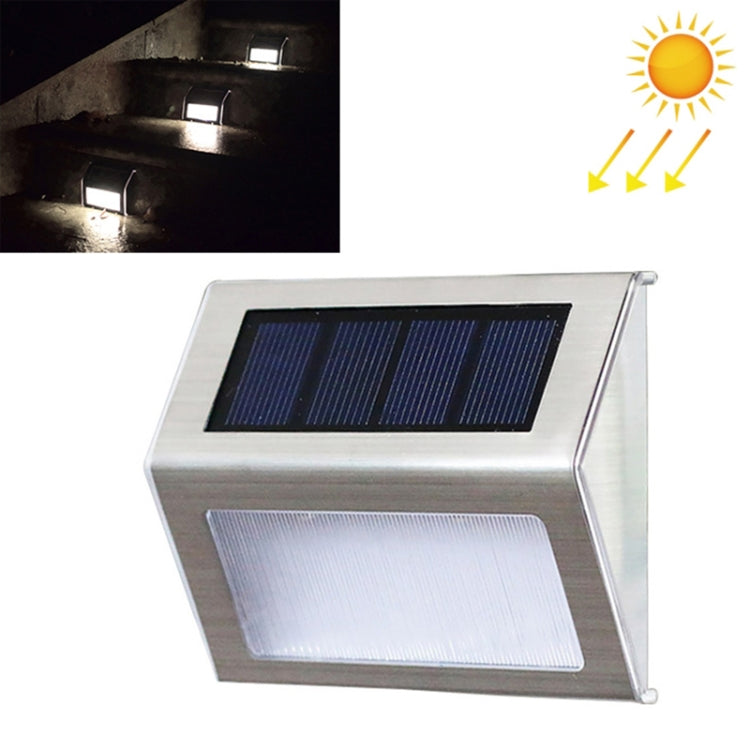 Avtoit | 2PCS Solar Stainless Steel 3 LED Stair Wall Lamp Outdoor Garden Fence Light (White Light)