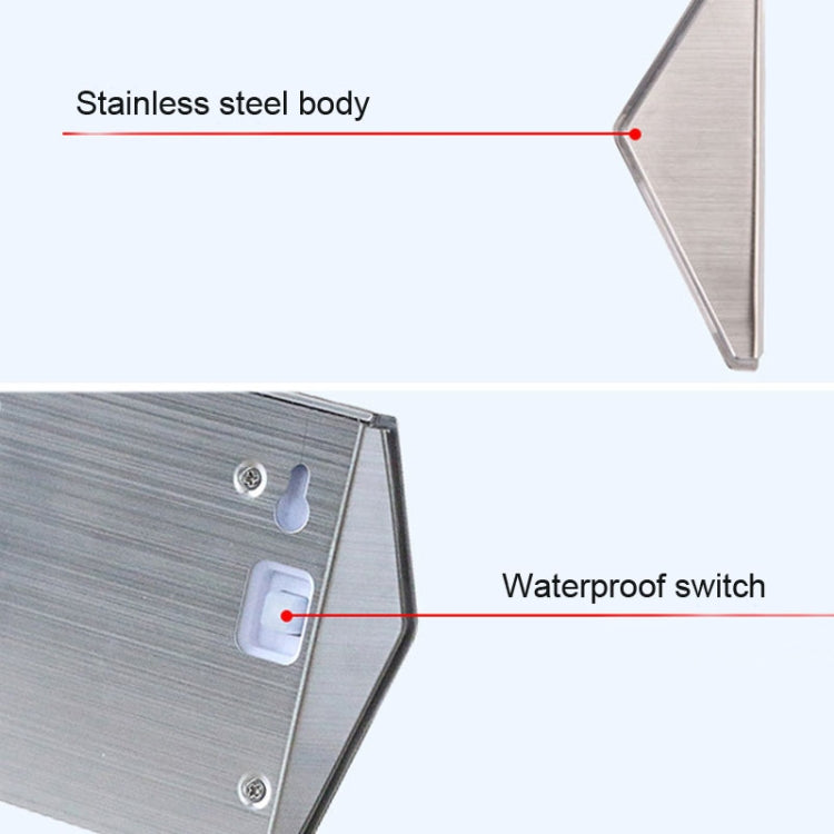 Avtoit | 2PCS Solar Stainless Steel 3 LED Stair Wall Lamp Outdoor Garden Fence Light (White Light)