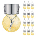Avtoit | 12 PCS Snap Ball Solar Chandelier Outdoor Garden Courtyard Holiday Decorative Light with Clip (Warm White Light)