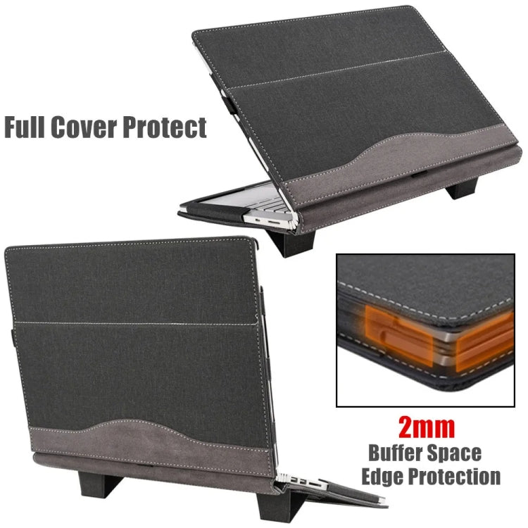Avtoit | For Samsung Galaxy Book 4 360 15.6 Inch Leather Laptop Anti-Fall Protective Case with Stand (Black)