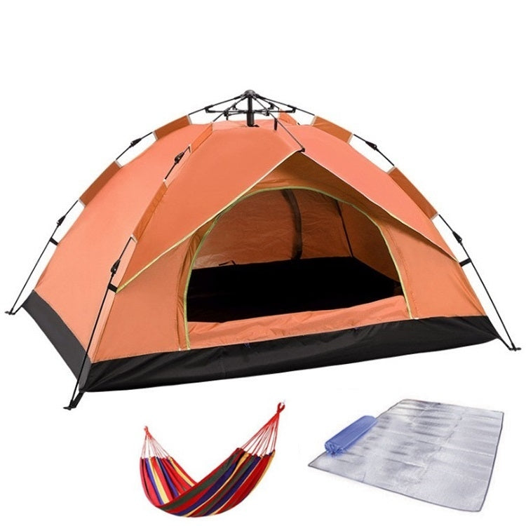Avtoit | TC-014 Outdoor Beach Travel Camping Automatic Spring Multi-Person Tent For 3-4 People (Orange+Mat+Hammock)