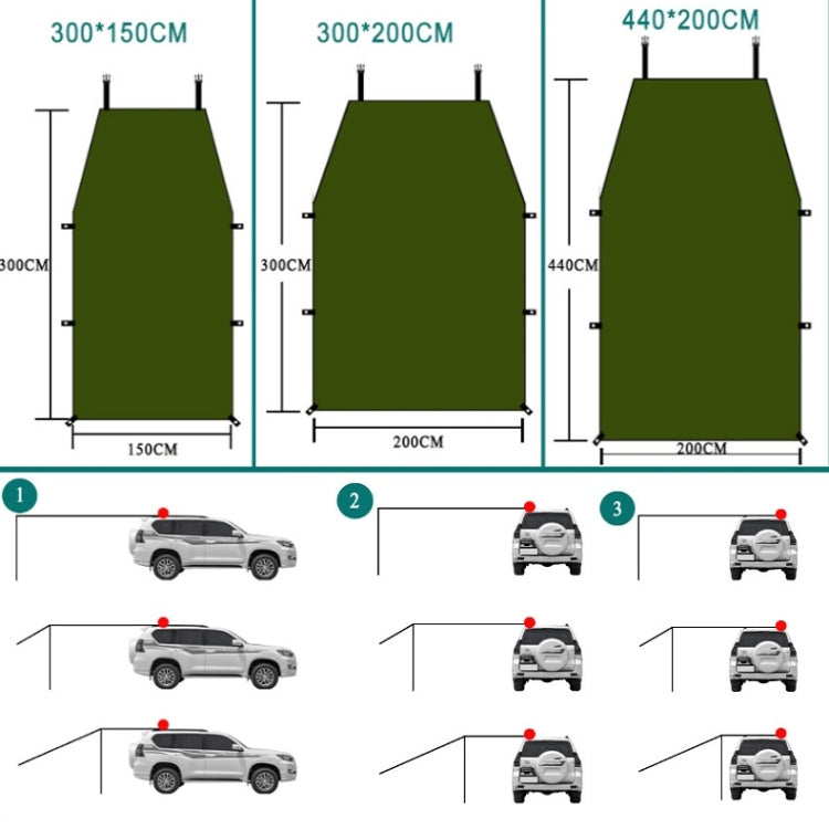 Avtoit | Outdoor-Picnic-Camping Tent Next To The Car Waterproof Canopy 300x150cm (Dark Gray)