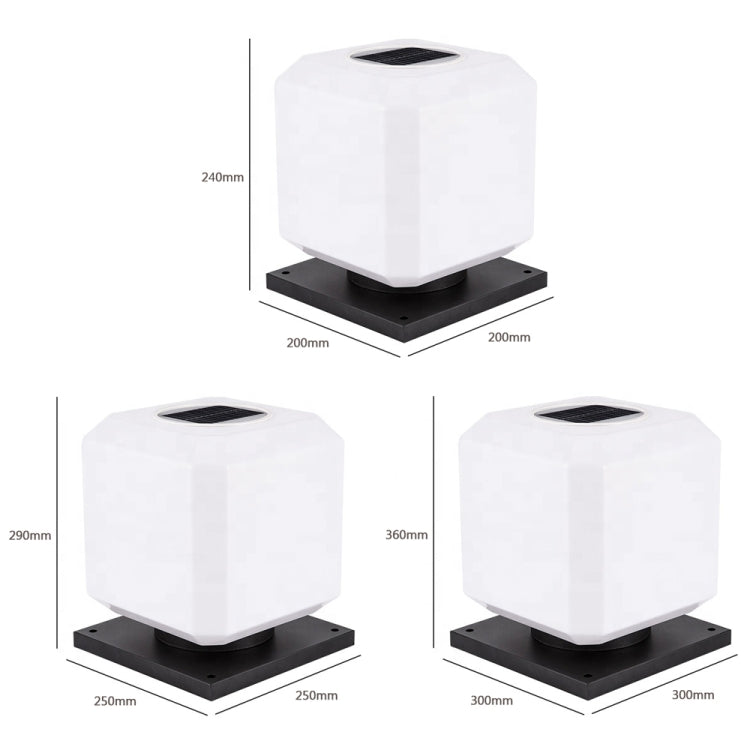 Avtoit | 003 Solar Square Outdoor Post Light LED Waterproof Wall Lights, Size: 20cm (White Light)