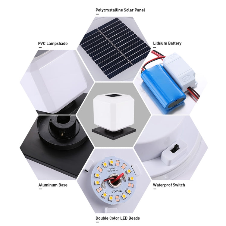 Avtoit | 003 Solar Square Outdoor Post Light LED Waterproof Wall Lights, Size: 20cm (White Light)
