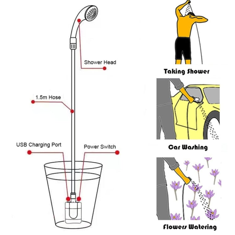 Avtoit | KE-801 Outdoor Electric Shower Camping Rechargeable Portable Showerhead