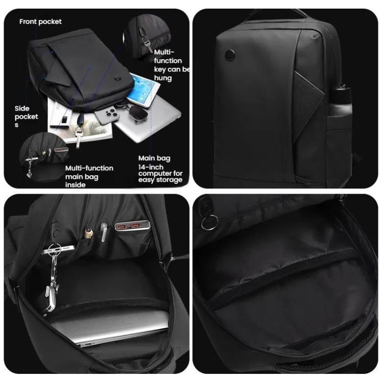 Avtoit | Men's 14-Inch Laptop Backpack Waterproof Large Capacity Business Commuter Backpack (Black)