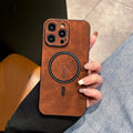Avtoit | Luxury Deer Leather Apple iPhone Case | Magnetic Phone Case, Wireless Case, MagSafe, Wireless Charging, Protective Case, Cover for iPhone 15, 14, 13 Pro Max Plus